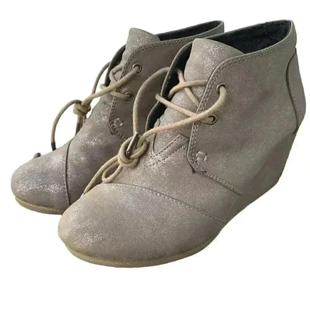 Toms Metallic Gray Ankle Boots